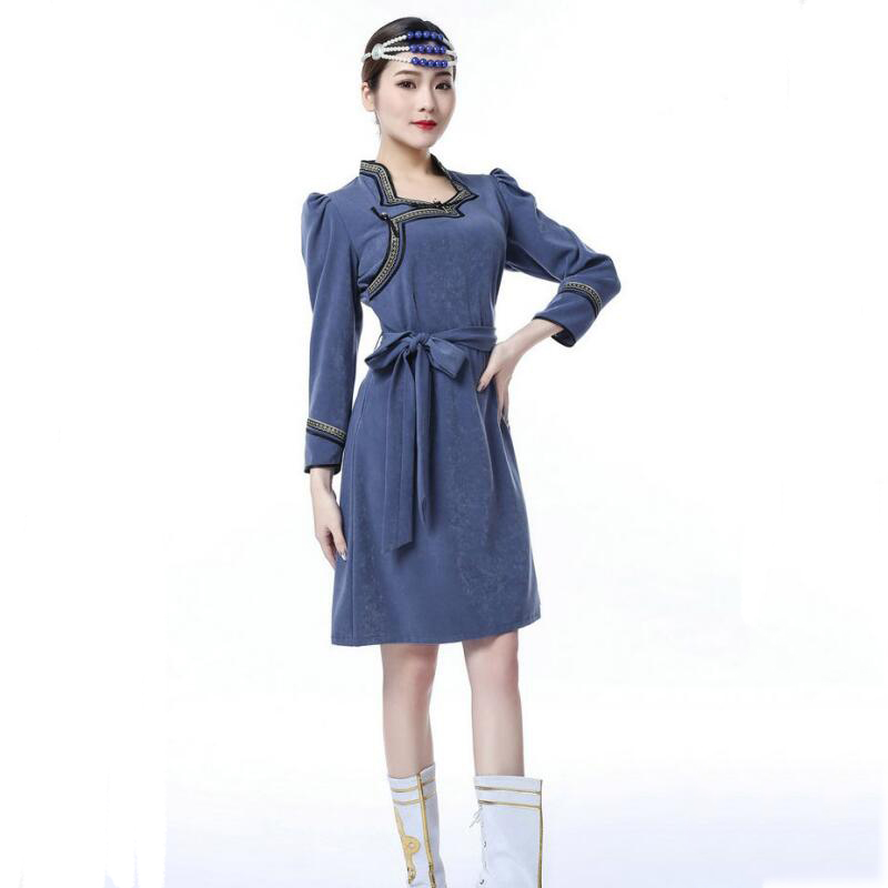 Mongolian Dance Clothing Woman Adult long sleeve dress Mongolia Show Classical oriental costume Ethnic festival stage Performance wear