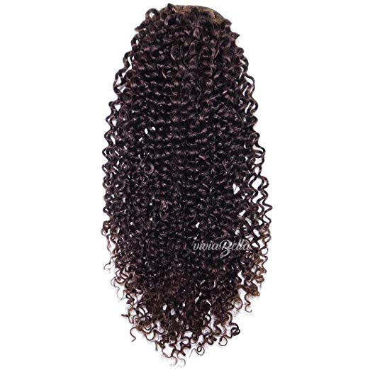 160g deep cury black hair pony tail extension drawstring clip in virgin hair ponytail chignon human hair puff updo