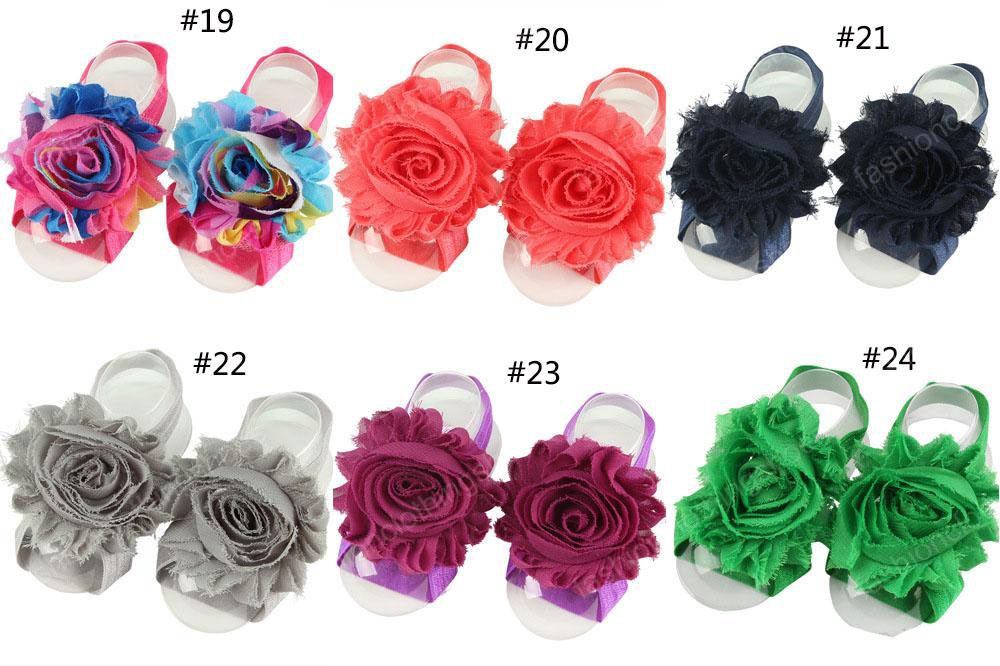 Sweet Baby Girl Barefoot Sandals Folds Chiffon Shabby Flower Socks Cover Barefoot Foot Flower Infant Toddler Shoes First Walker Shoes
