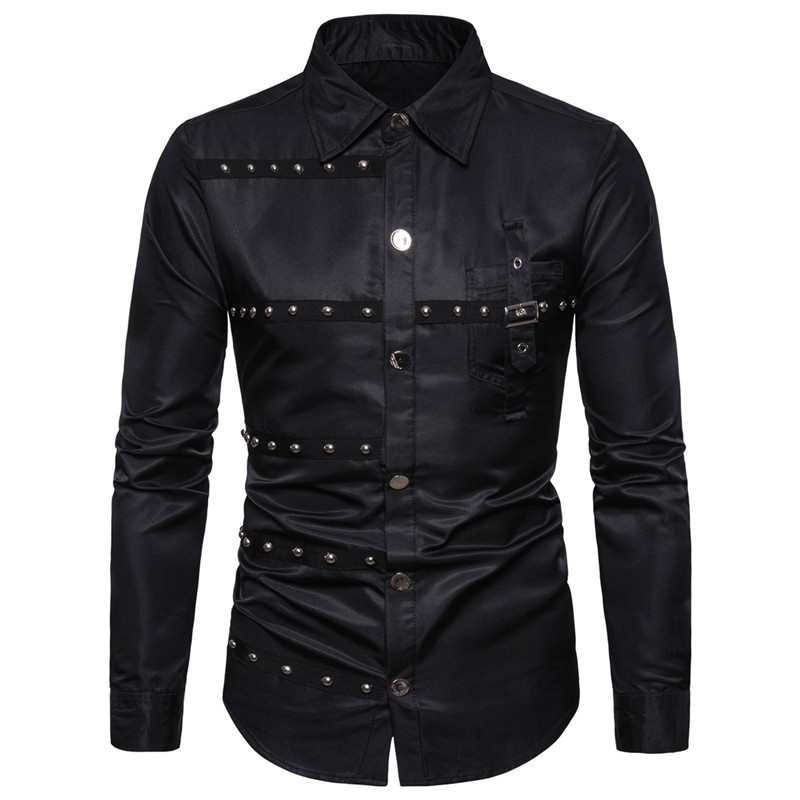 2020 New Foreign Trade Fashion Solid Color Goth Style Rivet Pocket Decoration Large Size Men's Long-sleeve Shirt, Black
2020 New Foreign Trade Fashion Solid Color Goth Style Rivet Pocket Decoration Large Size Men's Long-sleeve Shirt, Black