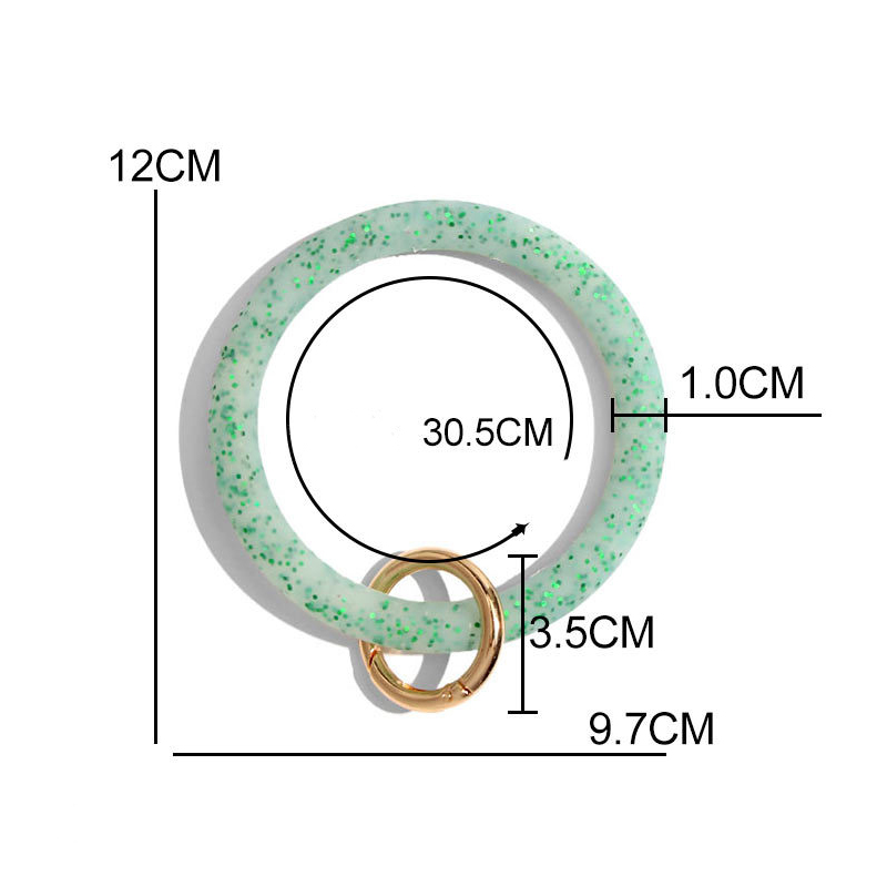 Shiny Silicone O Bracelet Keychain Fashion Circle Exaggeration Wrist Keyring Accessories Glitter Keychain Key Ring Women Gift