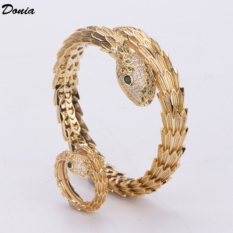 Donia jewelry luxury bangle European and American fashion classic ferocious animal snake copper micro-inlaid zircon adjustable bracelet designer gift, Black
Donia jewelry luxury bangle European and American fashion classic ferocious animal snake copper micro-inlaid zircon adjustable bracelet designer gift, Black
