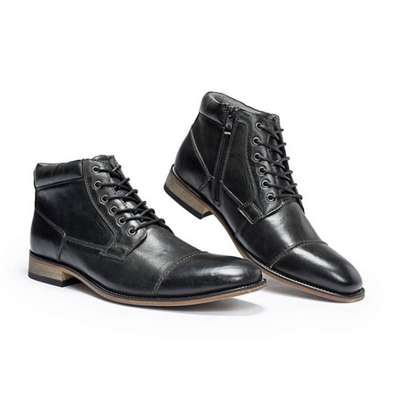 New Dress Shoes Man Formal Bussiness Boots Lace-up High-top Martin Boots High Quality Cowskin British Shoes Office Party Wedding Shoes