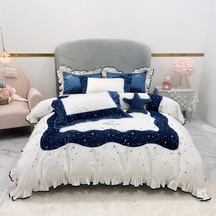 Blue stars embroidery bedlinen Bedding Set King Queen Size Bed Linen 600TC egyptian Cotton Duvet Cover Bed Sheet Set Pillowcases, As pic
Blue stars embroidery bedlinen Bedding Set King Queen Size Bed Linen 600TC egyptian Cotton Duvet Cover Bed Sheet Set Pillowcases, As pic