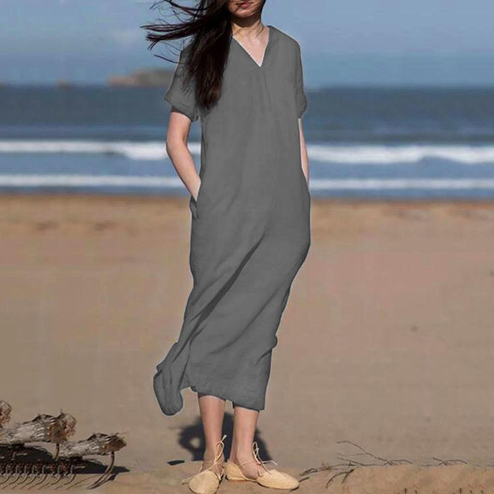 2019 New Ladies Dress Sexy V-neck Princess Solid Color Short Sleeve Loose Casual Women Dress, Gray
2019 New Ladies Dress Sexy V-neck Princess Solid Color Short Sleeve Loose Casual Women Dress, Gray