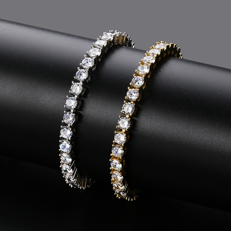 Mens Rose Gold Tennis Bracelets Iced Out Chain Fashion Hip Hop Bracelet Jewelry 5mm