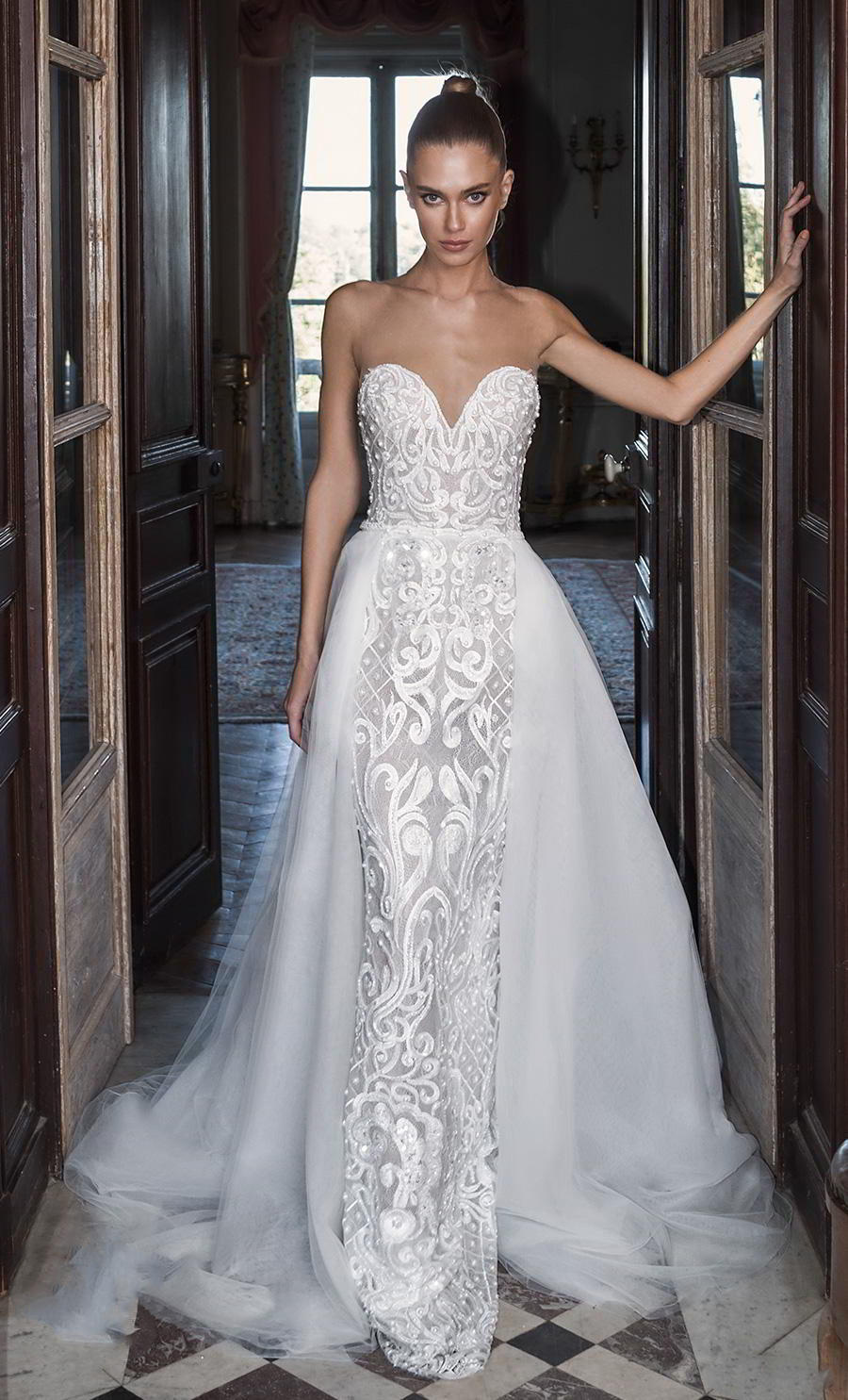 berta mermaid wedding dresses sweetheart lace backless with detachable train bridal gowns plus size beach wedding gown