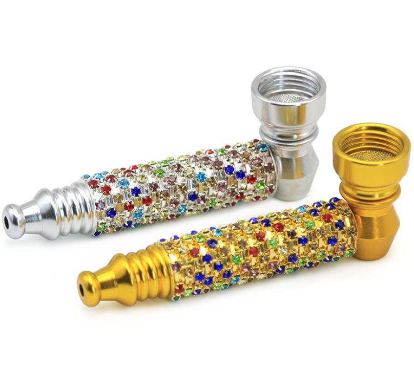 Threaded short cigarette holder gold color drill pipe popular silver drill metal pipe in Europe and America