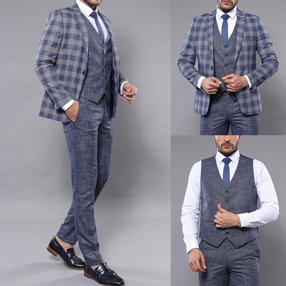 2020 Fashion Mens Suits Custom Made Wedding Tuxedos Glen Plaid One-Button Peaked Lapel Groom Wear Casual Business Suit 3 Pieces Set, Light gray
2020 Fashion Mens Suits Custom Made Wedding Tuxedos Glen Plaid One-Button Peaked Lapel Groom Wear Casual Business Suit 3 Pieces Set, Light gray
