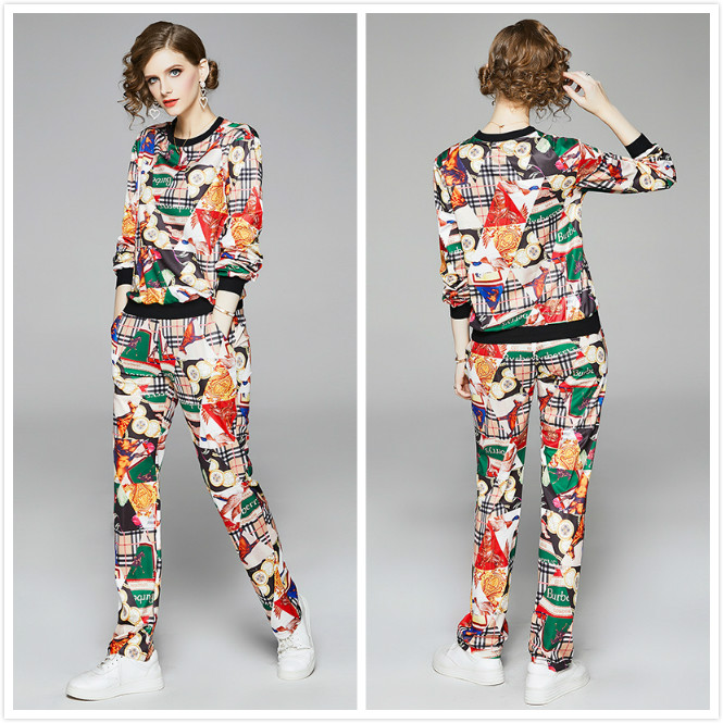 Quality Runway Women's Printed Two Piece Sets Casual Long Sleeve Crew Neck T-Shirt and Long Pants 2 pcs Sets Ladies Designer Two Piece Pants, Customize
Quality Runway Women's Printed Two Piece Sets Casual Long Sleeve Crew Neck T-Shirt and Long Pants 2 pcs Sets Ladies Designer Two Piece Pants, Customize
