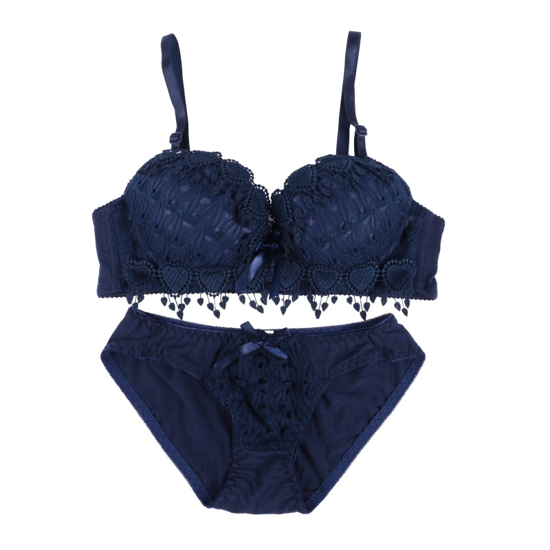 Lingerie Bra Brief Set Women Push Up Bra Set Girl Floral Lace Underwear Underwire Brassiere Outfit