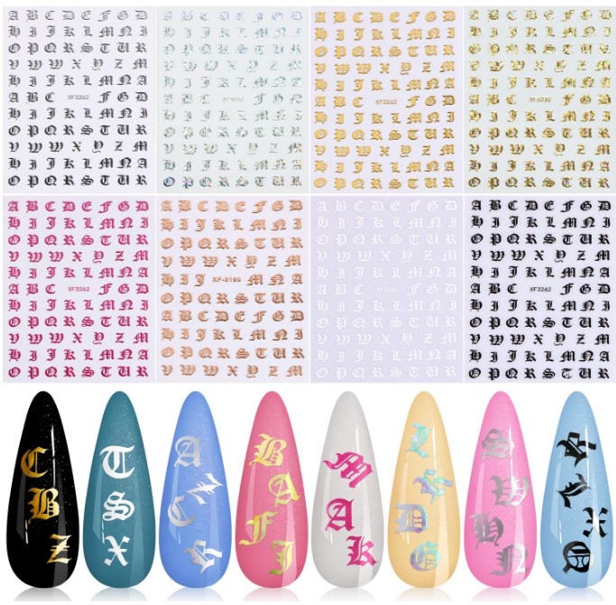 Holographic Letter Nail Art Sticker, 8 Colors Letter Words Old English Alphabet Nail Decals Ultra Thin Gummed Character Nail Adhesi, Multi
Holographic Letter Nail Art Sticker, 8 Colors Letter Words Old English Alphabet Nail Decals Ultra Thin Gummed Character Nail Adhesi, Multi