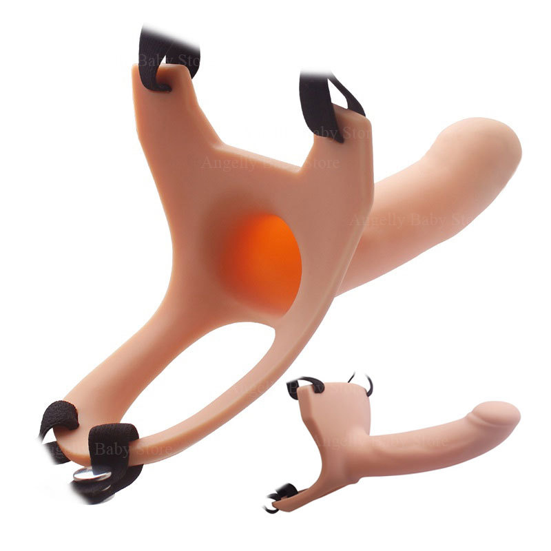 GaGu Hollow Silicone Strapon Dildo for Men Penis Pump Extend Strap on Dildo No Vibration Strap-On Penis Extender with Harness Y200422