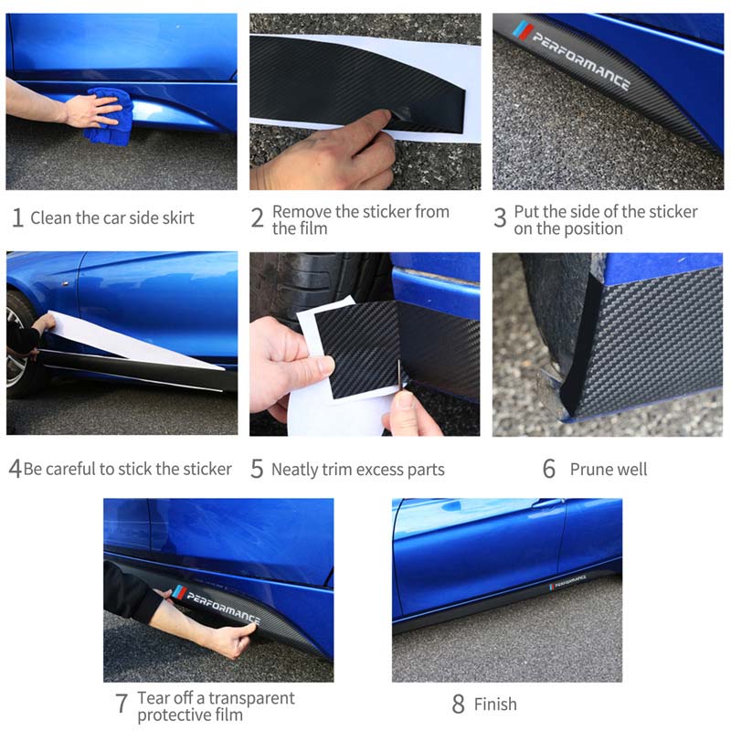 Car Styling Car Door Side Strips Sticker for bmw M Performance for BMW Motorsport Black Carbon Fiber Decals 5D Exterior Decoration