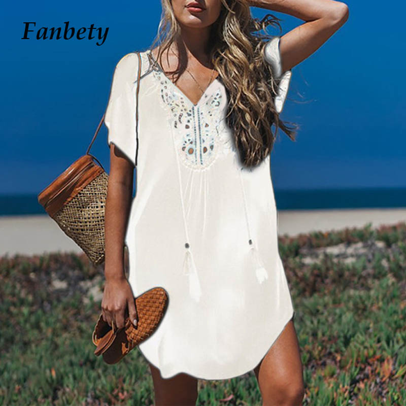 Fanbety Plus size Tassels Beach Wear dress Women Swimsuit Cover Up Bathing Summer Mini Dress Loose Solid Pareo Cover up, White
Fanbety Plus size Tassels Beach Wear dress Women Swimsuit Cover Up Bathing Summer Mini Dress Loose Solid Pareo Cover up, White