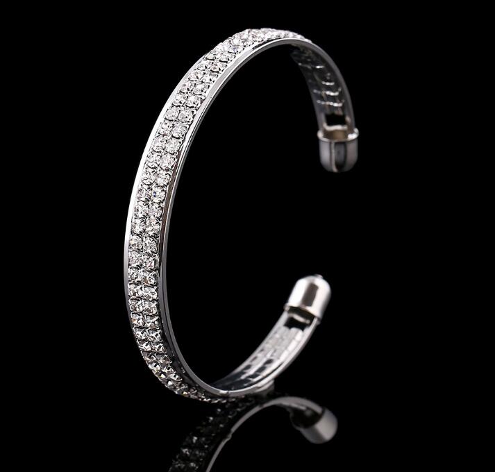 2 Row Open Charm Bracelets Women Crystal Rhinestone Cuff Gold Silver Bangle Bracelets Wedding Party Charms Jewelry
2 Row Open Charm Bracelets Women Crystal Rhinestone Cuff Gold Silver Bangle Bracelets Wedding Party Charms Jewelry