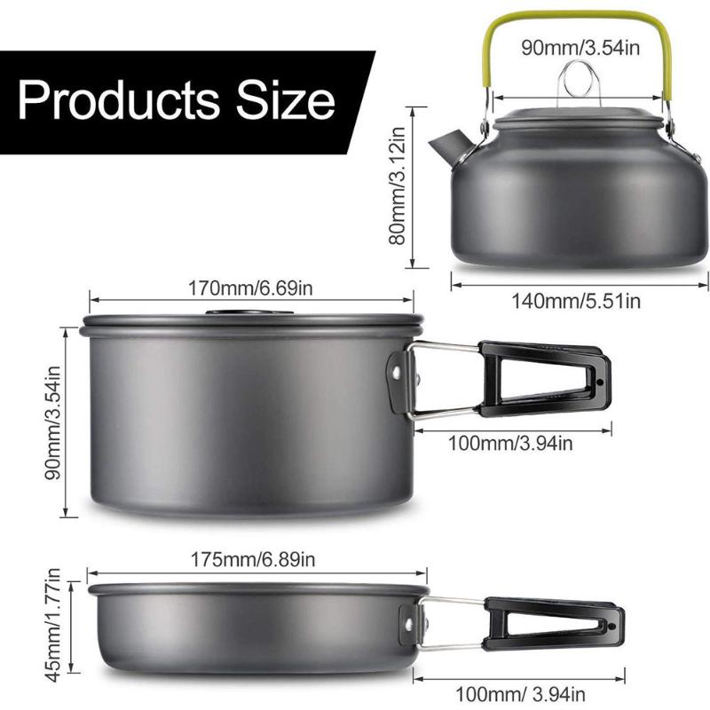 Camping Outdoor Tableware Kettle Pot Cookware Set Aluminum Nonstick Portable Cookset Cooking Pan Bowl for Hiking BBQ Picnic
Camping Outdoor Tableware Kettle Pot Cookware Set Aluminum Nonstick Portable Cookset Cooking Pan Bowl for Hiking BBQ Picnic