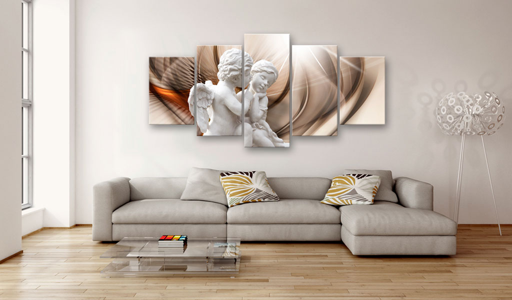 Unframed 5 Panels Lovely Angel Wall Art Decorative Paintings Canvas Print for Living Room Painting( No Frame )
