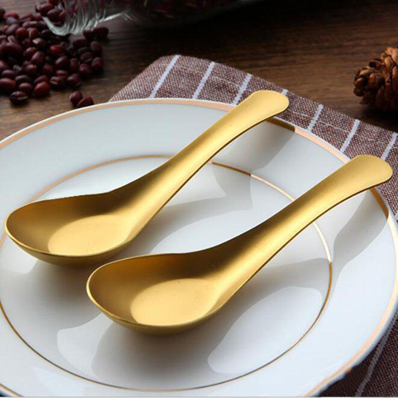 Stainless Steel Soup Spoons Gold Cooked Rice Scoop Kids Dinner Tableware Kitchen Accessories Wholesale4962569