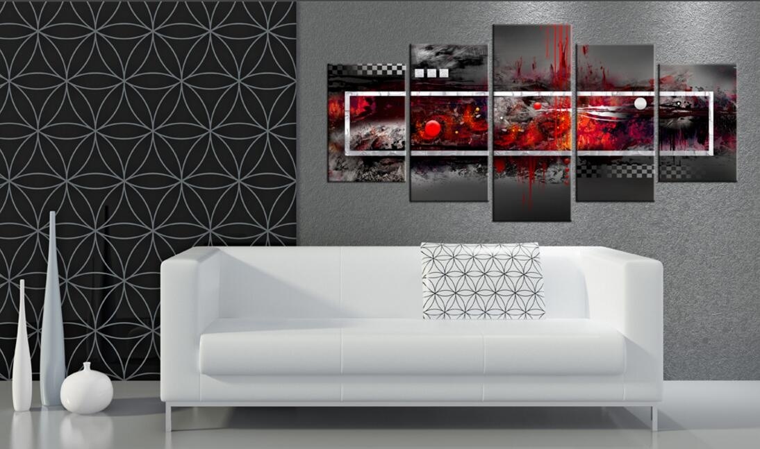 (No Frame)5PCS/Set Fashion Wall Art Canvas Painting Abstract Wave Line Modern Home Decoration,Choose Color:4 And Size:2