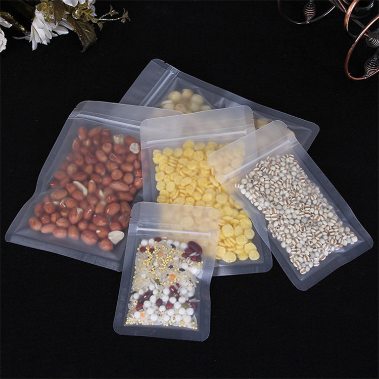 100pcs Flat Bottom Frosted Plastic Zip Lock Bag Resealable Matte Snack Sugar Candy Chocolate Corn Powder Wedding Party Birthday X-mas Gift Packaging P