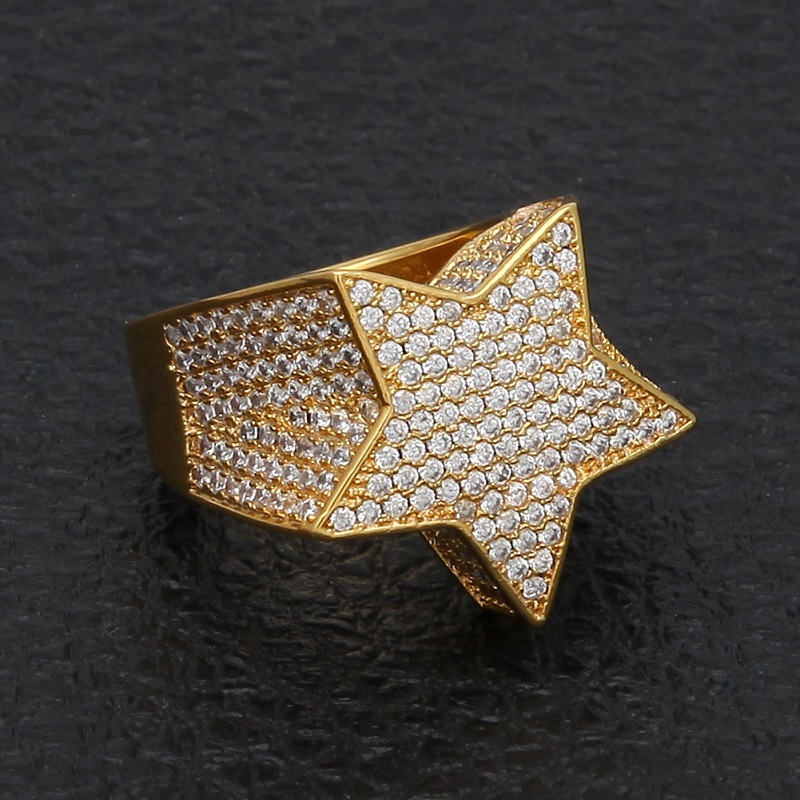 Hip Hop Mens Jewelry Ring Five-point Star Bling Iced Out Zircon Fashion Hiphop Rose Gold Silver Rings
Hip Hop Mens Jewelry Ring Five-point Star Bling Iced Out Zircon Fashion Hiphop Rose Gold Silver Rings