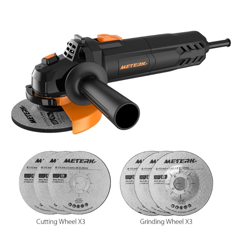 Meterk Electric Angle Grinder Grinding Machine Power Tool Kit with 115mm 3 Angle Grinder Disc & 3 Cutting Abrasive Wheels
Meterk Electric Angle Grinder Grinding Machine Power Tool Kit with 115mm 3 Angle Grinder Disc & 3 Cutting Abrasive Wheels