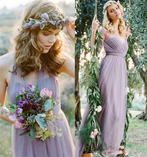 spring 2019 convertible bridesmaid dresses multiway wearing a line floor length wisteria purple tulle maid of honor dresses