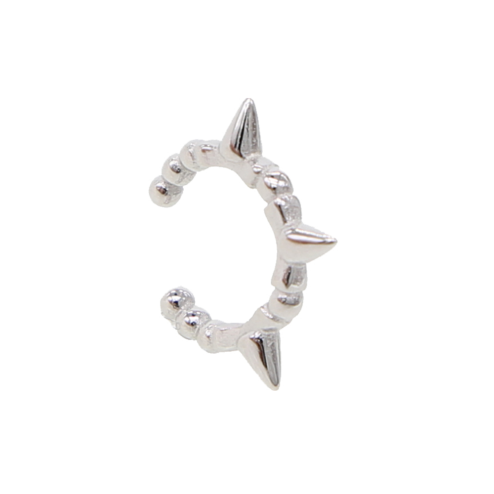 1 PIECE 925 sterling silver tiny cute spikes circle beaded band simple minimal ear cuff no piercing clip on earring