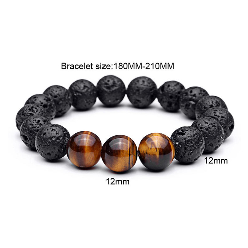 Natural stone Beaded bracelet Strands men's volcanic Rock Gemstone essential oil diffusion yoga wrist jewelry