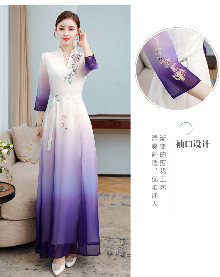 Summer Modern Cheongsam dress Women Ao Dai robe Chinese Long Qipao ethnic clothing Vintage Elegant oriental gown