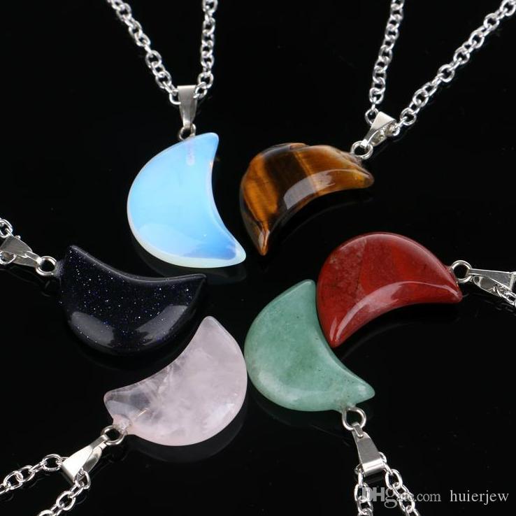 Necklace Jewelry Healing Crystals Amethyst Rose Quartz Bead Chakra Point Women Men Natural Stone Pendants Leather Necklaces Factor