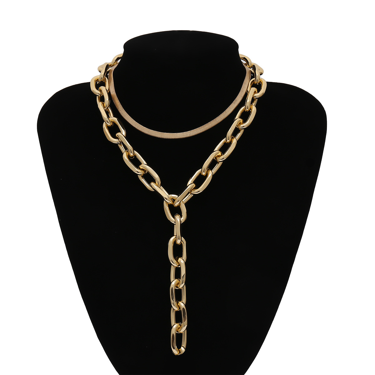 Fashion- Necklaces for Punk Girl Alloy Punk Style Snake bone chain Y-shaped tassel chain Christmas Gift Free Shipping