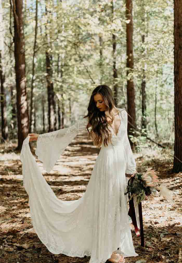 High Quality Bohemian Lace Wedding Dresses A Line Flare Long Sleeve Countryside Garden Bride Bridal Gowns Plus Size Custom Made