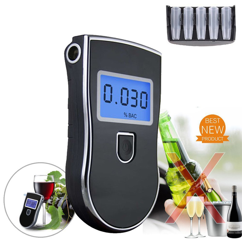 Portable Alcoholism Test Mini Digital Breath Alcohol Tester LCD Breathalyzer Analyzer Detector Practical Breathalyser With CE FDA FCC