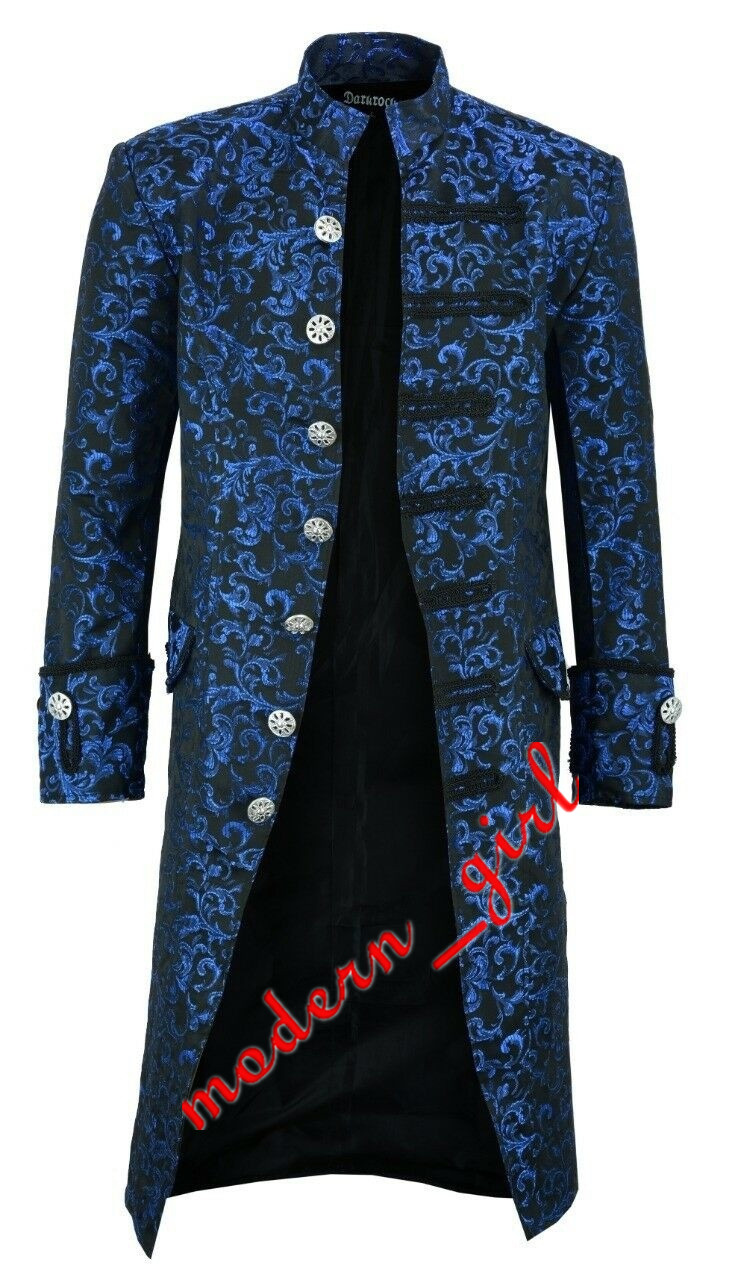 Mens Gothic Tailcoat Jacket Vintage Black Steampunk Victorian Long Coat Men Party Cosplay Prom Suit Blazer Men DJ Club Costume
