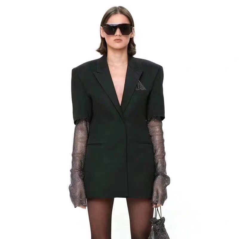 New Boutique Designer Women' Blazers High Street Luxury Crystal Sleeves Patchwork Runway Ladies Party Outerwear Notched Coats, Black
New Boutique Designer Women' Blazers High Street Luxury Crystal Sleeves Patchwork Runway Ladies Party Outerwear Notched Coats, Black