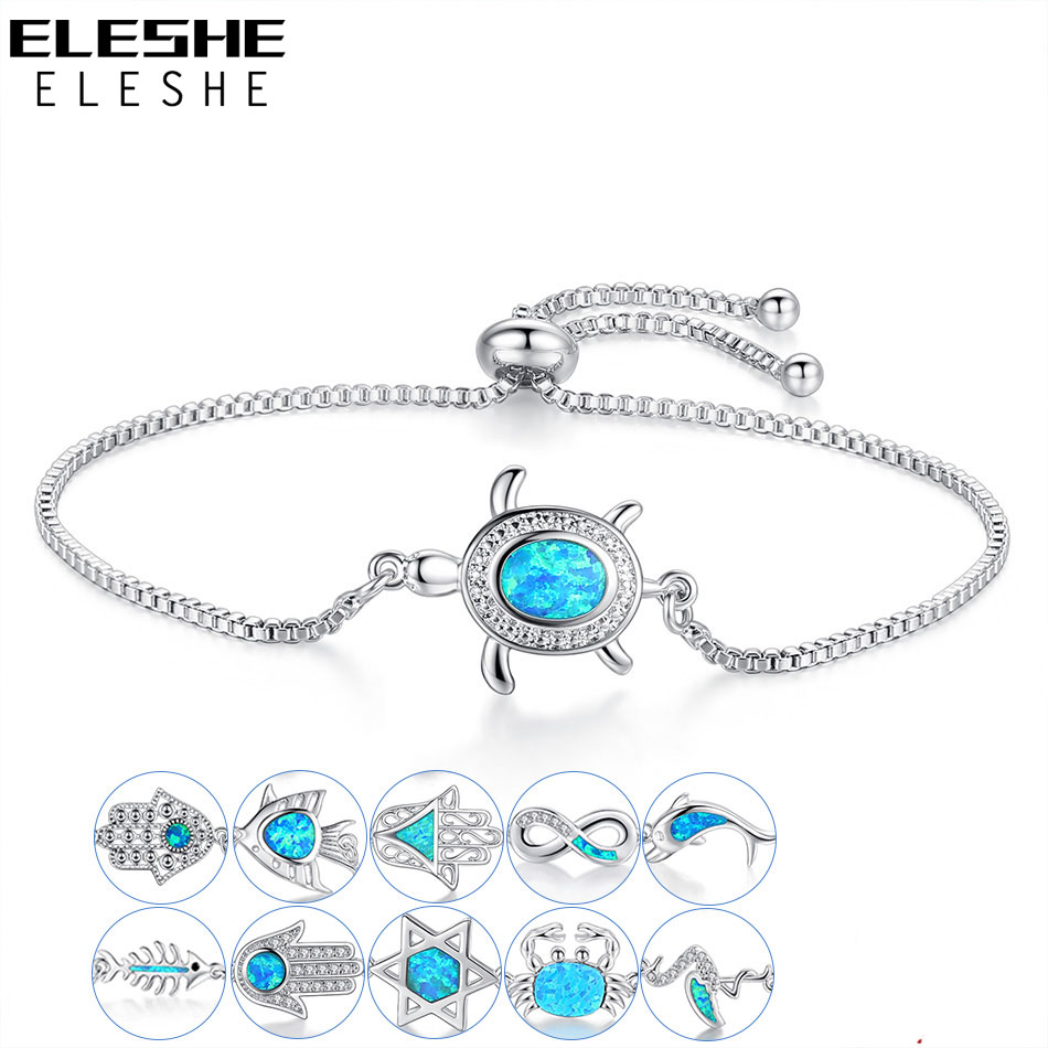 ELESHE Christmas Blue Opal Sea Turtle Silver Charm Bracelet For Women Cubic Zirconia Crystal Bracelet Friendship Fashion Jewelry
ELESHE Christmas Blue Opal Sea Turtle Silver Charm Bracelet For Women Cubic Zirconia Crystal Bracelet Friendship Fashion Jewelry