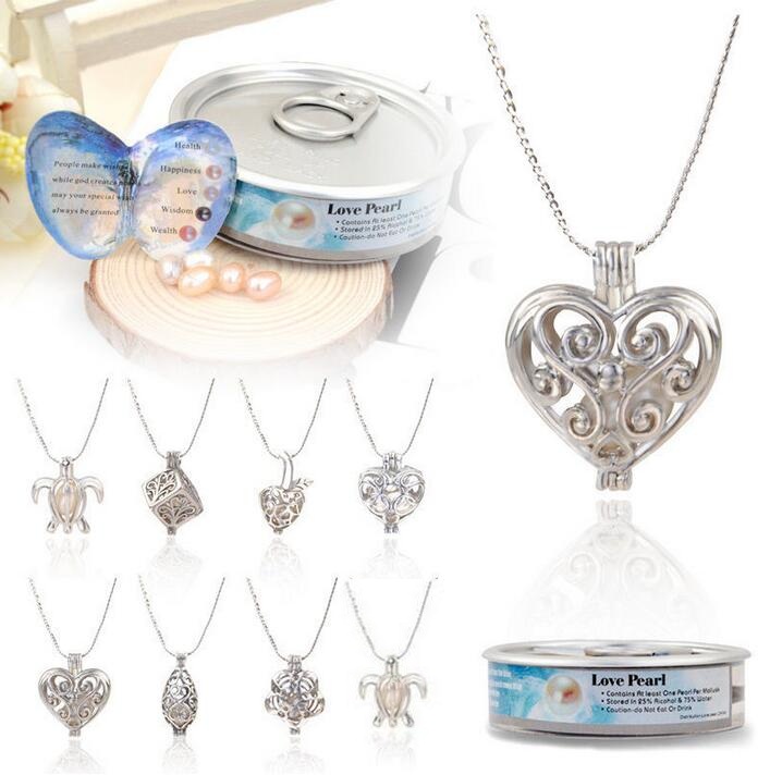 Wholesale-Love Wish Pearl Cages Locket Necklace Oyster Pendant Necklace (Excluding Pearl Canned) Hollow Turtle/Dolphin/Love Pendant Necklace