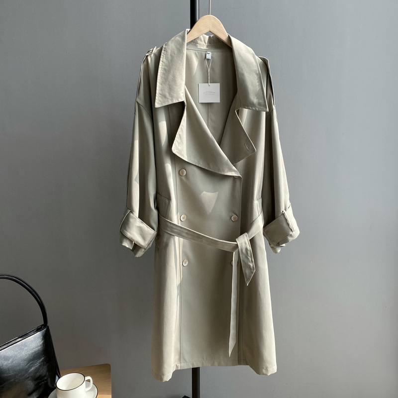 Women Single Breasted Solid Medium Long Windbreaker Female Turndown Collar Belt Slim Jacket Ladys Loose Coats, Green
Women Single Breasted Solid Medium Long Windbreaker Female Turndown Collar Belt Slim Jacket Ladys Loose Coats, Green
