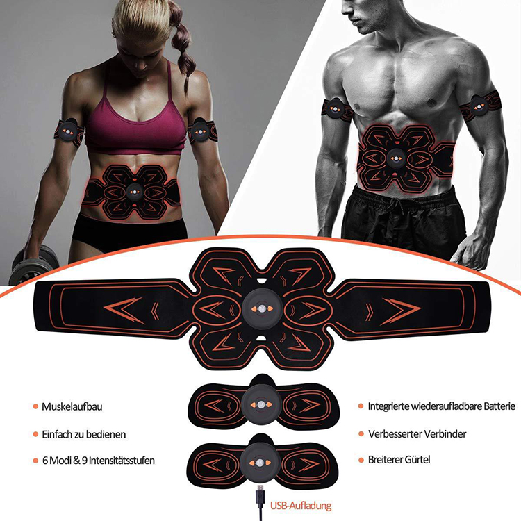 Rechargeable Wireless Abdominal Muscle ABS EMS Sticker Smart Fitness Massage Stimulator Body Slimming belt253y
