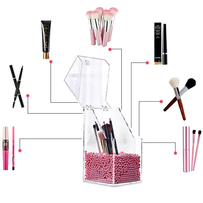 New Arrival Plastic Makeup Brush Holder Dustproof Storage Box Makeup Organizer Rangement Pencil Holder Lipstick Organizer