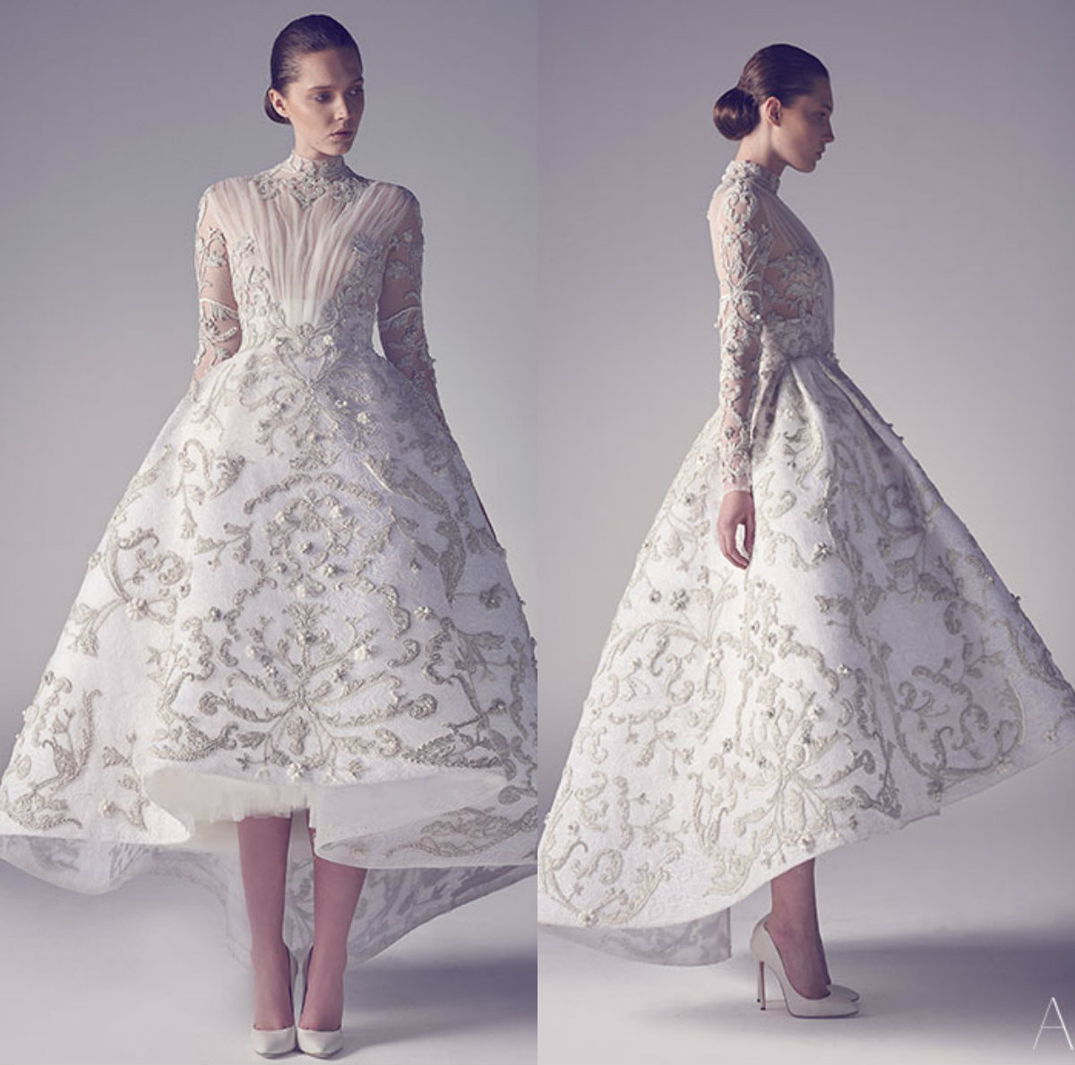 Ashi Studio Couture Evening Dresses Lace 3D Floral Applique Bead High Collar High Low Prom Dress Long Sleeve Custom Made Formal Party Gowns, Gold
Ashi Studio Couture Evening Dresses Lace 3D Floral Applique Bead High Collar High Low Prom Dress Long Sleeve Custom Made Formal Party Gowns, Gold