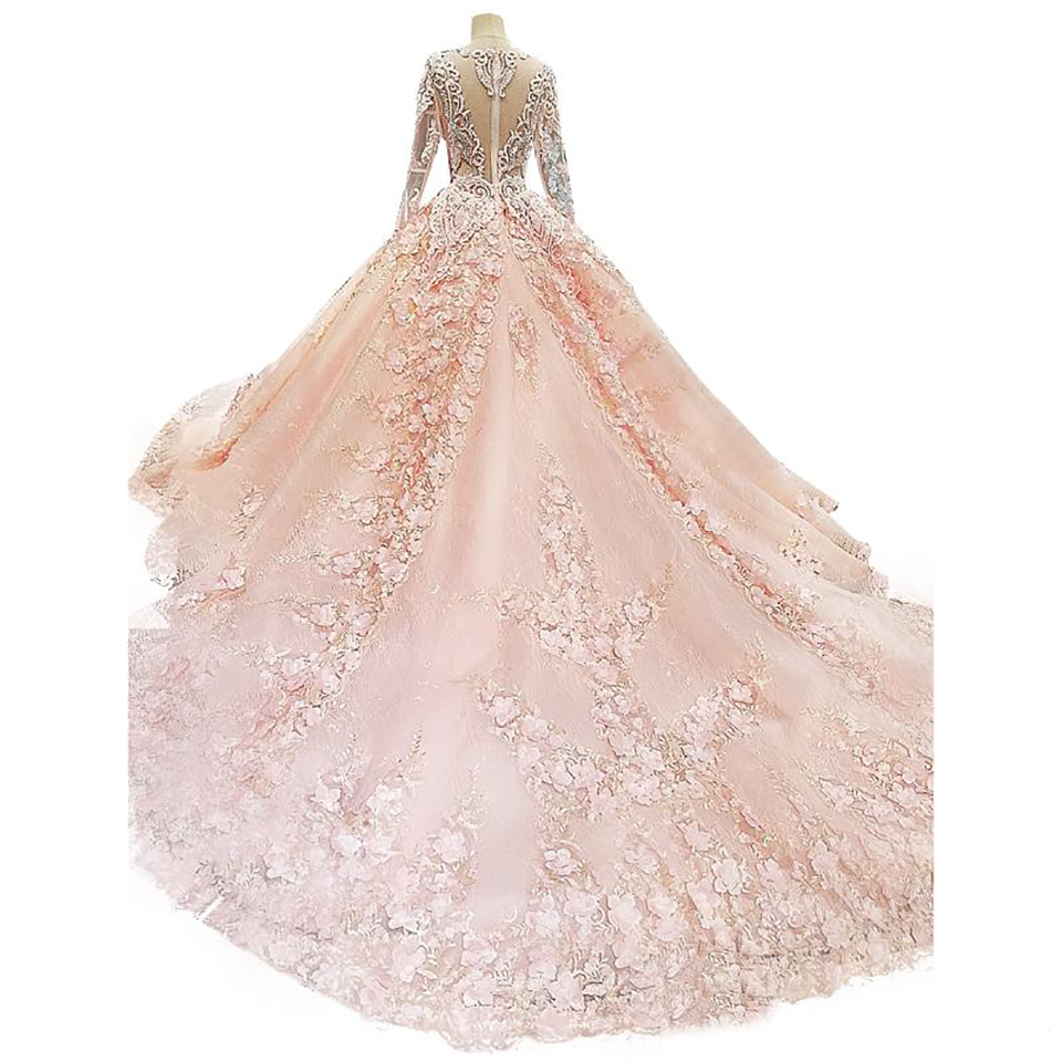 New Arrival Ball Gown Royal Court Dresses With Appliques Long Sleevees Custom Made Formal Chinese Wedding Guest Dress