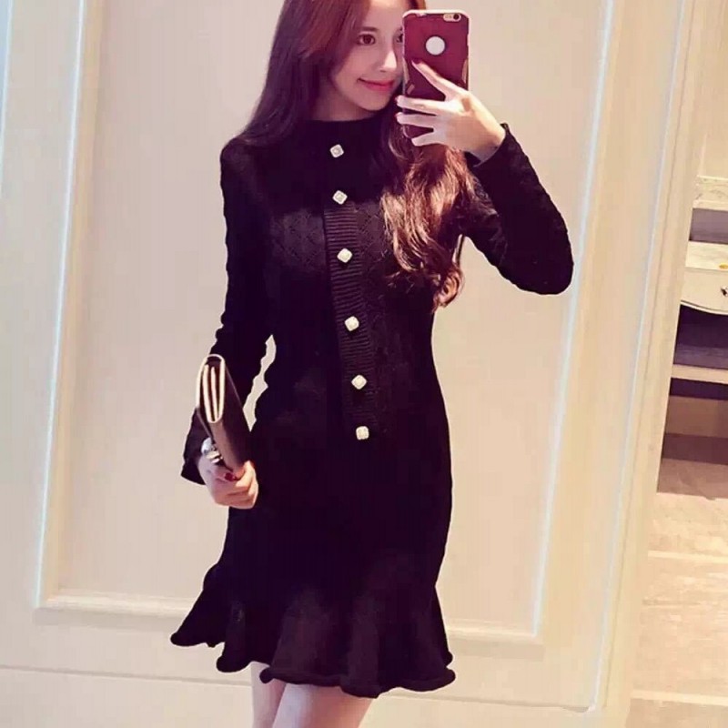 Spring Autumn Office Lady Bodycon Knit Mini Dress Pearls Mermaid Ruffles Women Sweater Dresses Slim Long Sleeve White Vestidos, Black
Spring Autumn Office Lady Bodycon Knit Mini Dress Pearls Mermaid Ruffles Women Sweater Dresses Slim Long Sleeve White Vestidos, Black