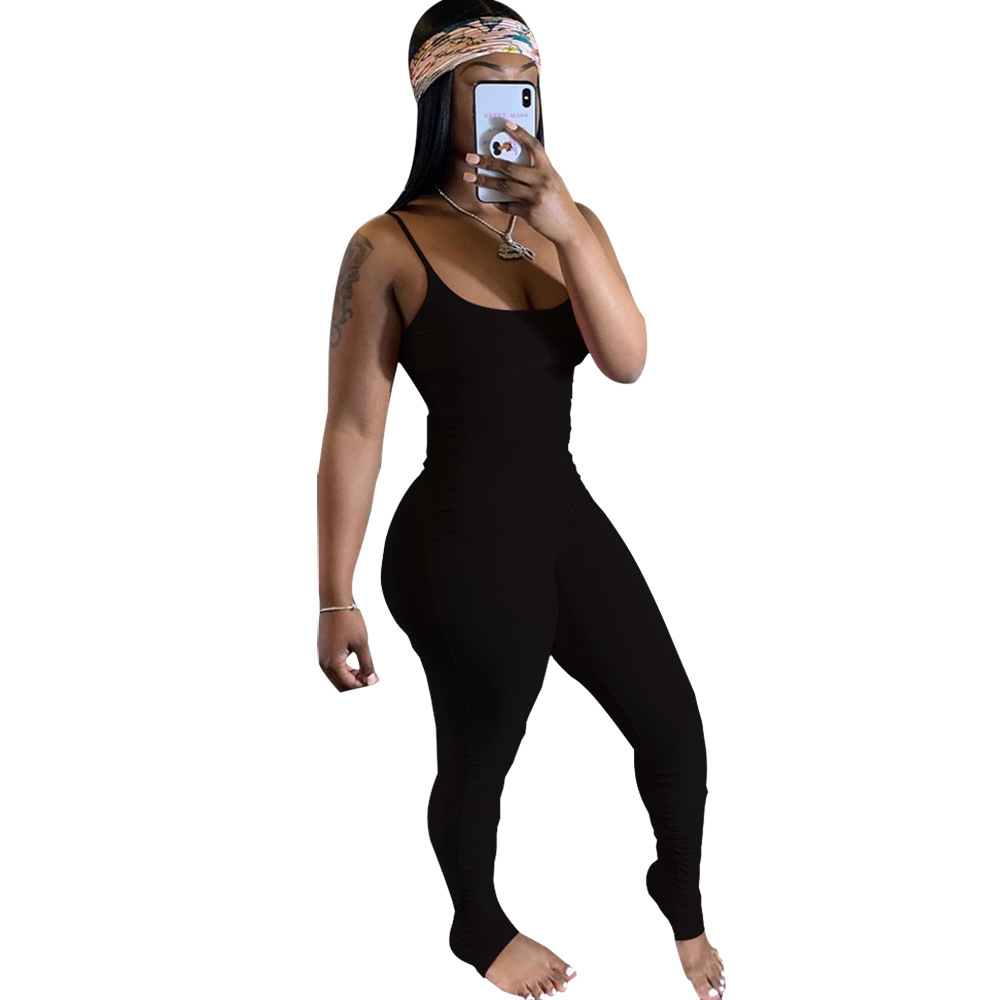 Casual Stacked Leggings Jumpsuit Women Summer 2020 Sexy Sleeveless Lounge wear Bodycon Sport Fitness Body Rompers Women Jumpsuit T200528