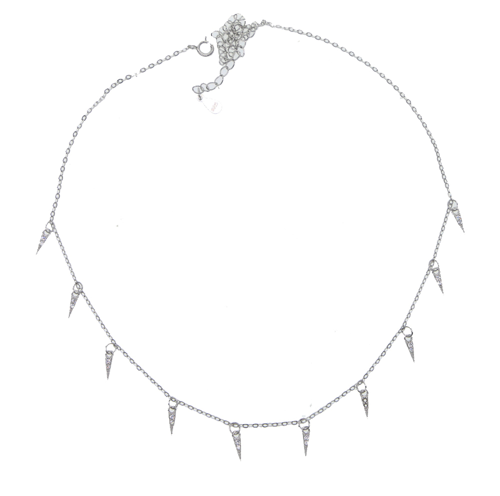 Wholesale-cz spike charm necklace statement necklaces 925 sterling silver fine jewelry european fashion women jewelry