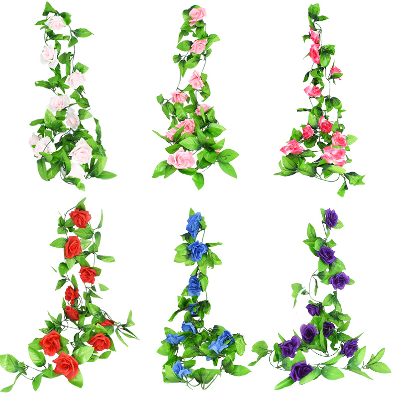2.4M Silk Rose Ivy Vine Garland Artificial Flower With Green Leaves For Wedding Arch Haging Decor Birthday Home Garden Ornaments, B05 
2.4M Silk Rose Ivy Vine Garland Artificial Flower With Green Leaves For Wedding Arch Haging Decor Birthday Home Garden Ornaments, B05
