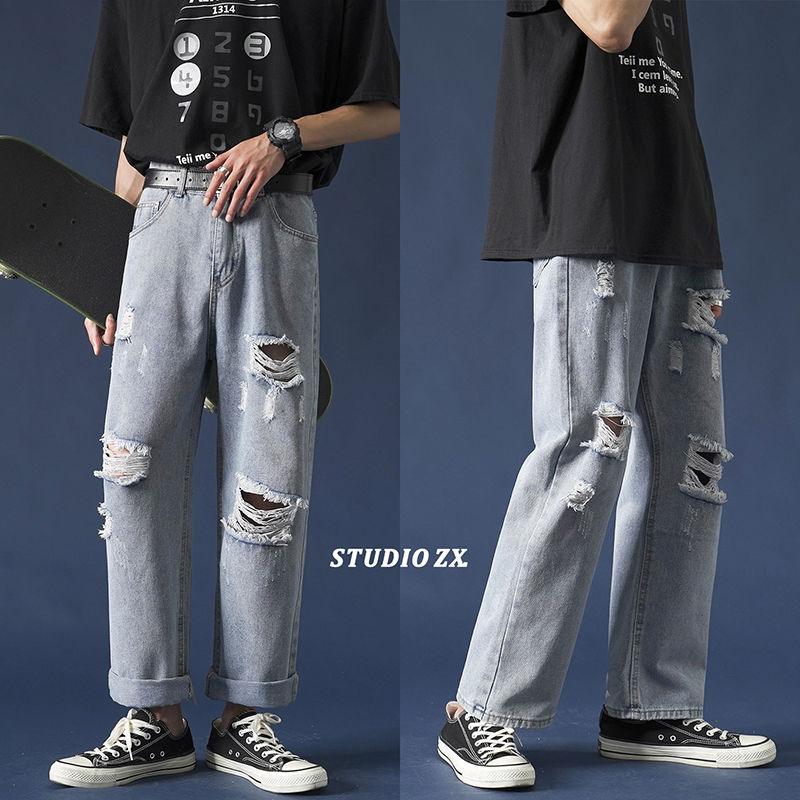 Summer Ripped Straight Jeans Men' Fashion Retro Casual Jeans Pants Men Streetwear Wild Loose Hip Hop Denim Trousers Mens -2XL, Blue
Summer Ripped Straight Jeans Men' Fashion Retro Casual Jeans Pants Men Streetwear Wild Loose Hip Hop Denim Trousers Mens -2XL, Blue