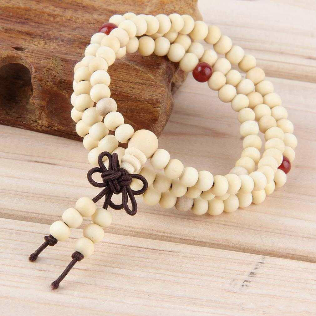 Hot sales 108*6mm Natural Sandalwood Buddhist Buddha Meditation 108 beads Wood Prayer Bead Mala Bracelet Women Men jewelry